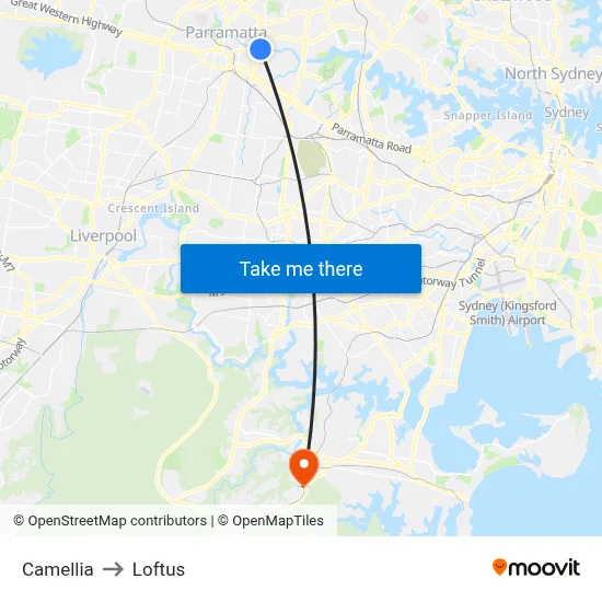 Camellia to Loftus map