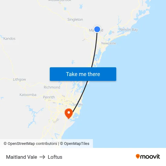 Maitland Vale to Loftus map