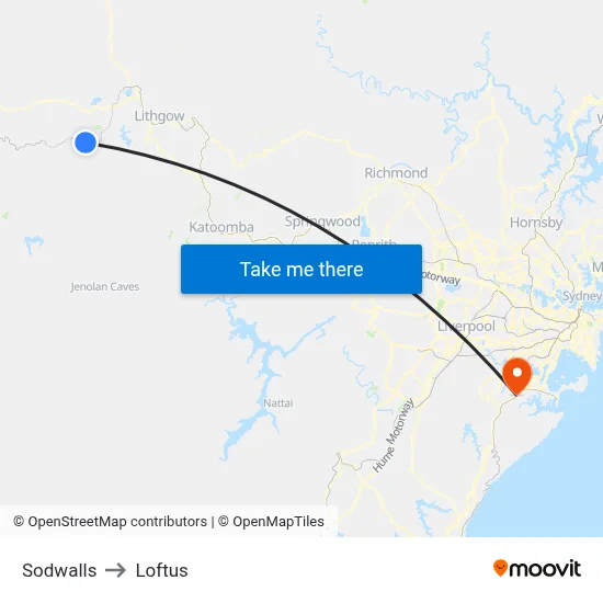 Sodwalls to Loftus map