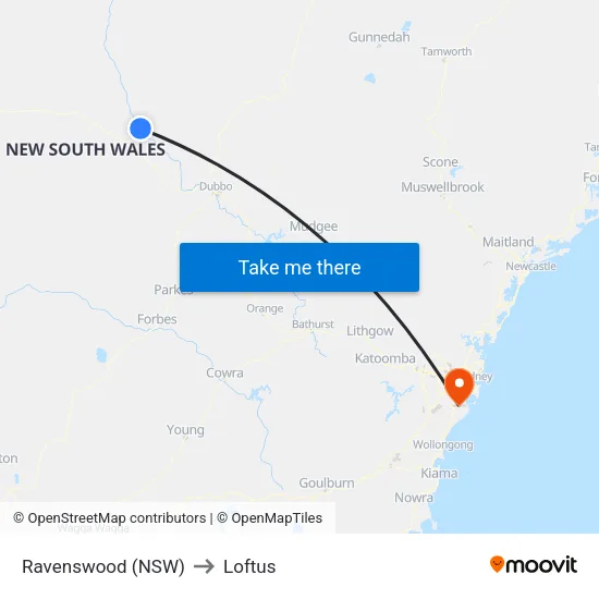 Ravenswood (NSW) to Loftus map
