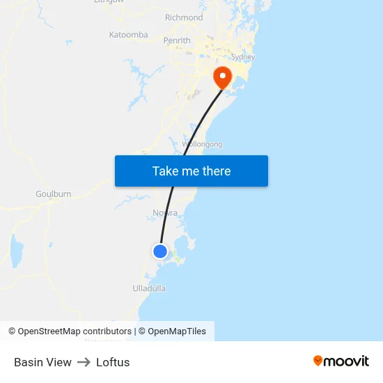 Basin View to Loftus map