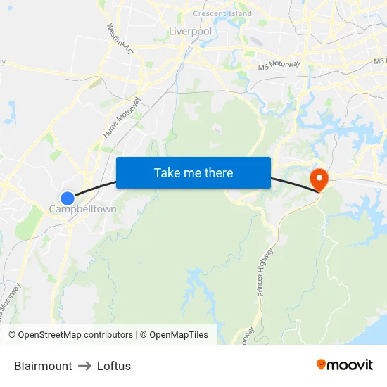 Blairmount to Loftus map