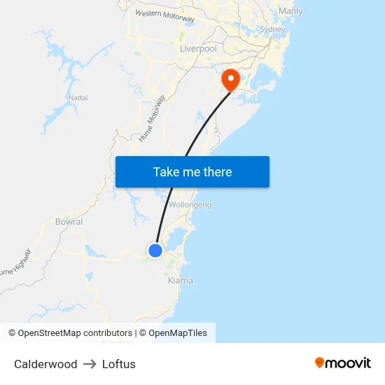 Calderwood to Loftus map