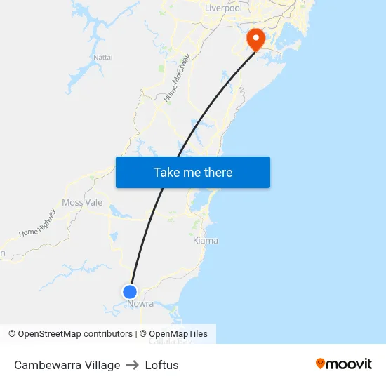Cambewarra Village to Loftus map
