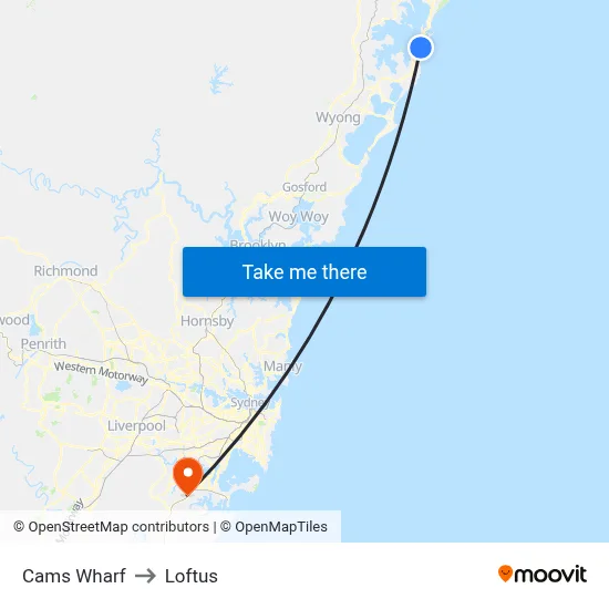 Cams Wharf to Loftus map