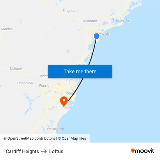 Cardiff Heights to Loftus map