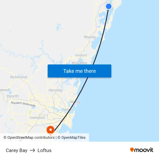 Carey Bay to Loftus map