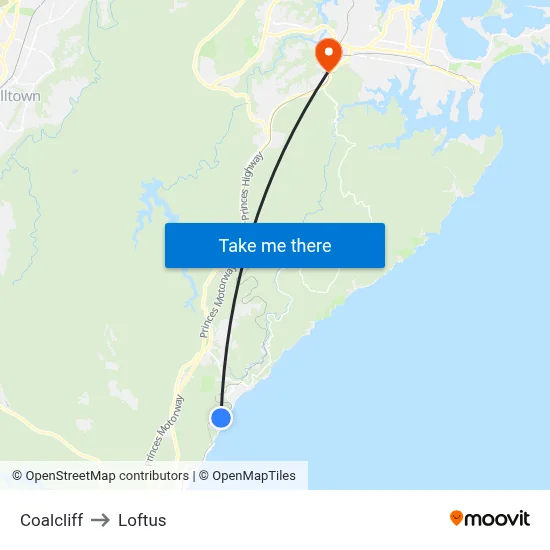 Coalcliff to Loftus map