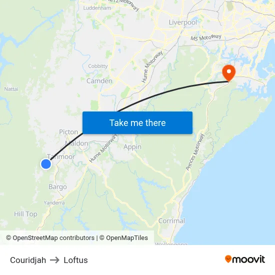 Couridjah to Loftus map