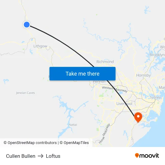 Cullen Bullen to Loftus map