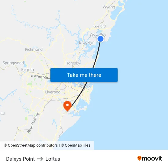 Daleys Point to Loftus map