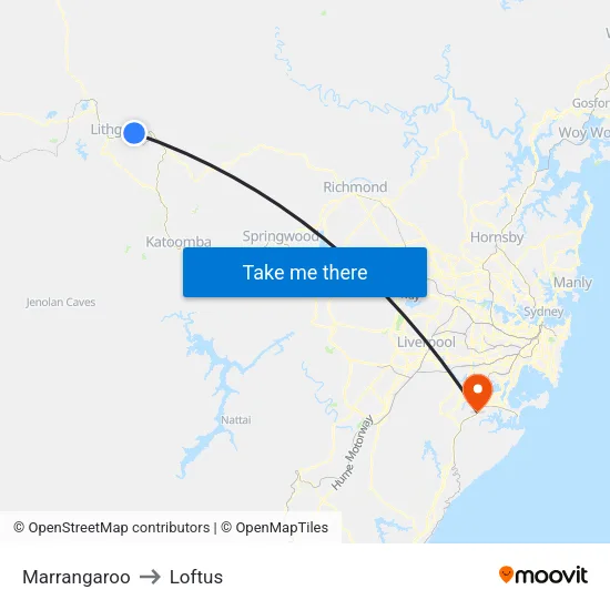Marrangaroo to Loftus map