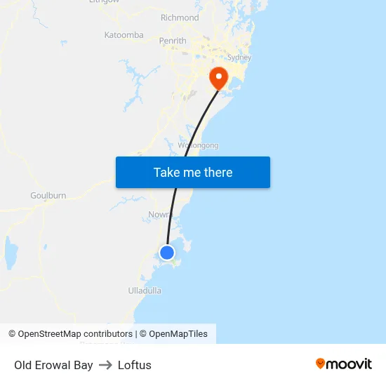 Old Erowal Bay to Loftus map