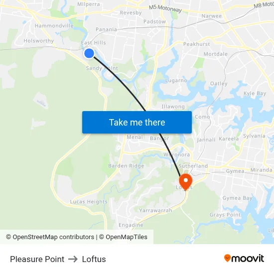 Pleasure Point to Loftus map