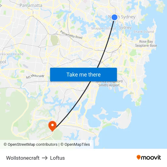 Wollstonecraft to Loftus map
