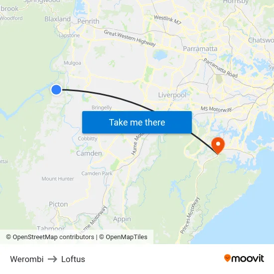 Werombi to Loftus map