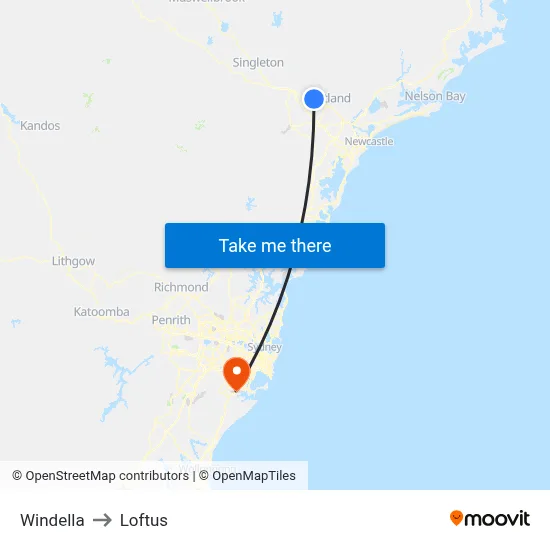Windella to Loftus map