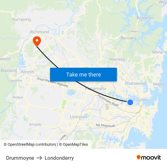 Drummoyne to Londonderry map