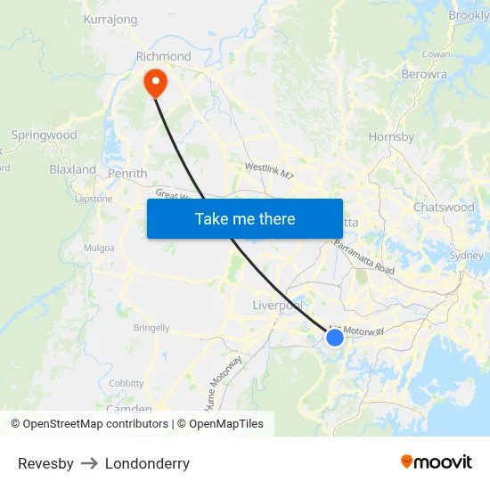 Revesby to Londonderry map