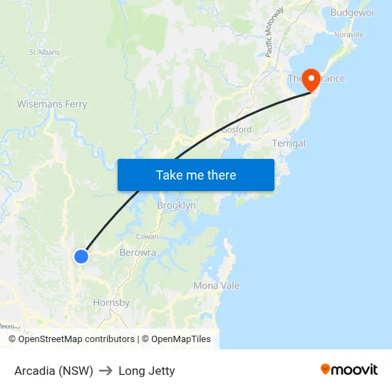Arcadia (NSW) to Long Jetty map