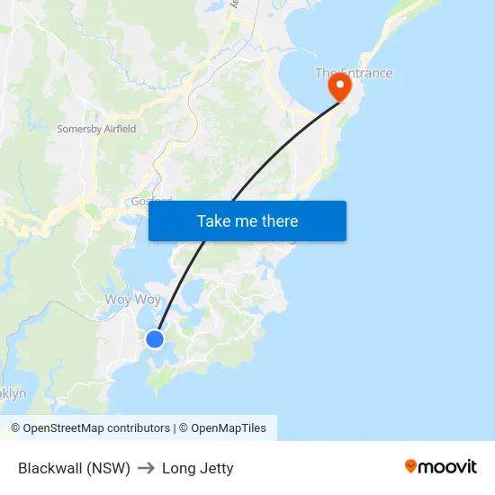 Blackwall (NSW) to Long Jetty map