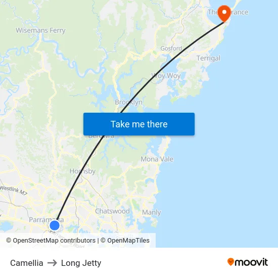Camellia to Long Jetty map