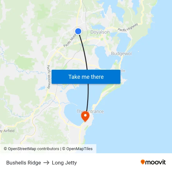 Bushells Ridge to Long Jetty map