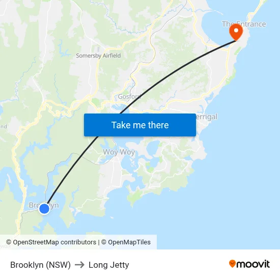 Brooklyn (NSW) to Long Jetty map