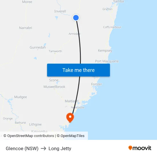 Glencoe (NSW) to Long Jetty map