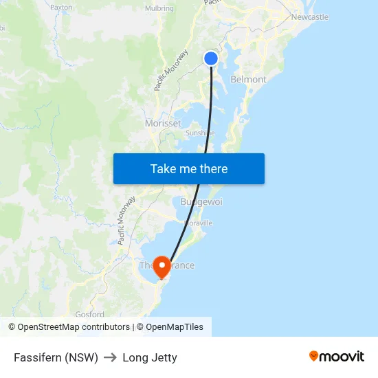 Fassifern (NSW) to Long Jetty map