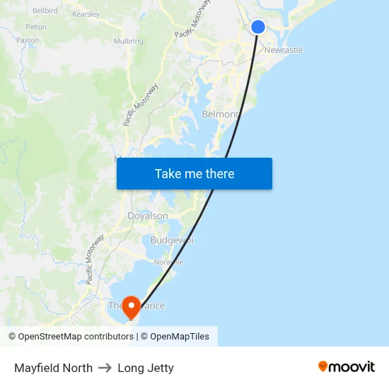 Mayfield North to Long Jetty map