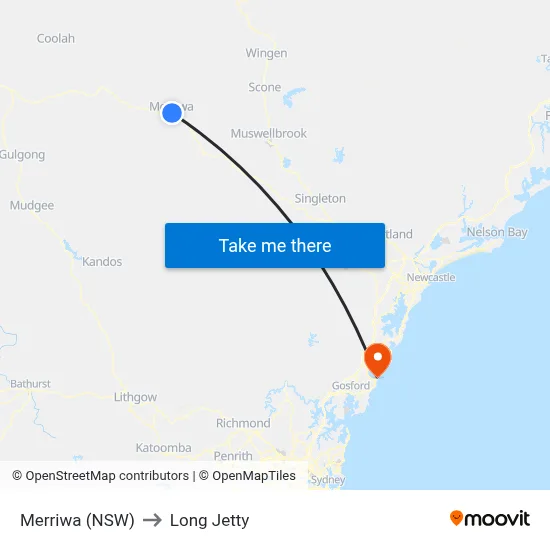 Merriwa (NSW) to Long Jetty map