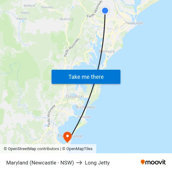 Maryland (Newcastle - NSW) to Long Jetty map