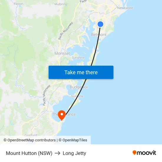 Mount Hutton (NSW) to Long Jetty map
