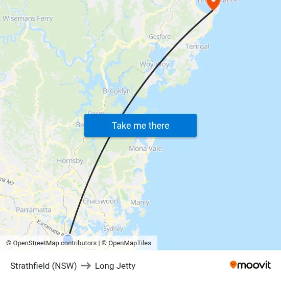 Strathfield (NSW) to Long Jetty map