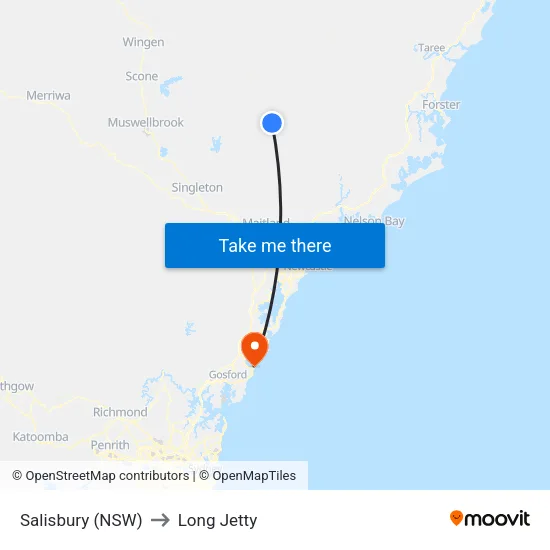 Salisbury (NSW) to Long Jetty map
