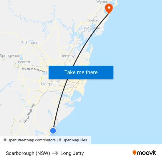 Scarborough (NSW) to Long Jetty map