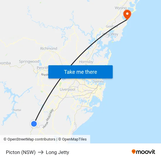 Picton (NSW) to Long Jetty map