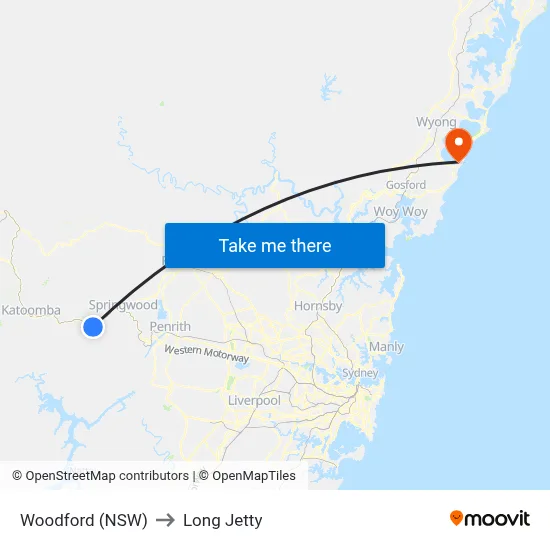 Woodford (NSW) to Long Jetty map