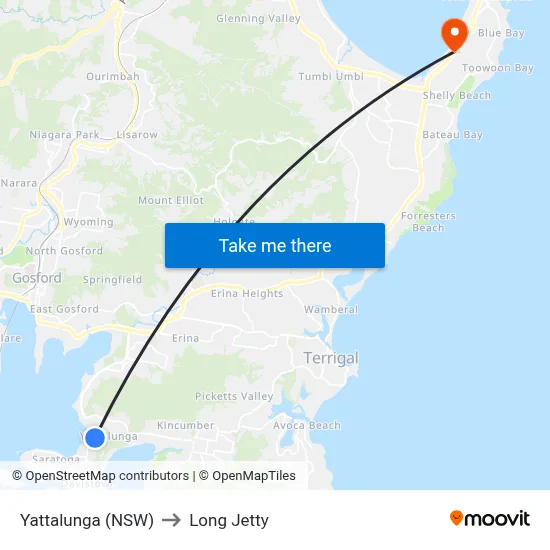 Yattalunga (NSW) to Long Jetty map