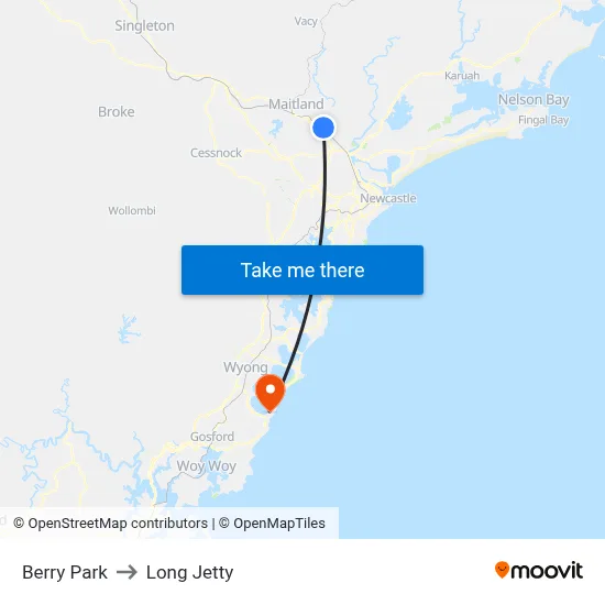 Berry Park to Long Jetty map