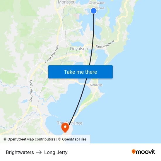 Brightwaters to Long Jetty map