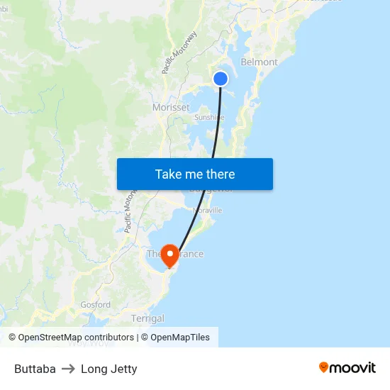 Buttaba to Long Jetty map