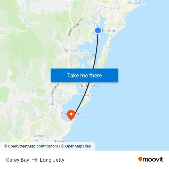 Carey Bay to Long Jetty map