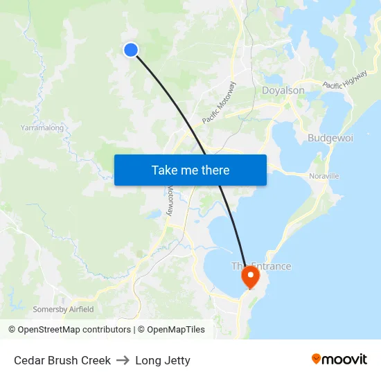 Cedar Brush Creek to Long Jetty map