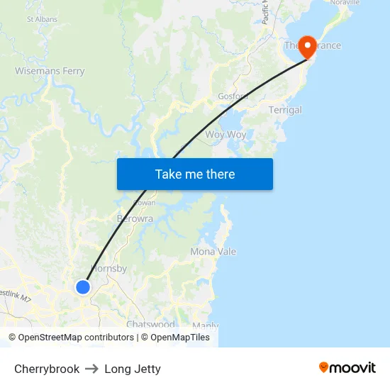 Cherrybrook to Long Jetty map