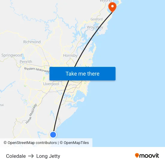 Coledale to Long Jetty map