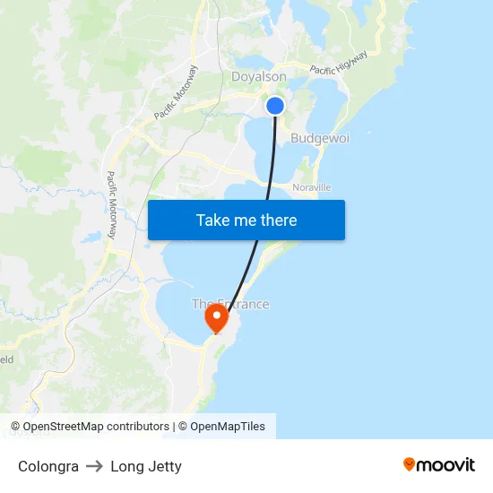 Colongra to Long Jetty map
