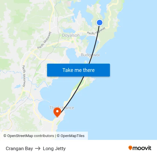 Crangan Bay to Long Jetty map