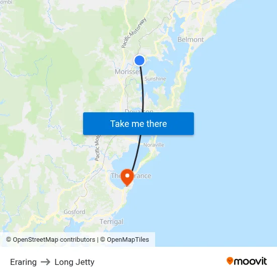 Eraring to Long Jetty map